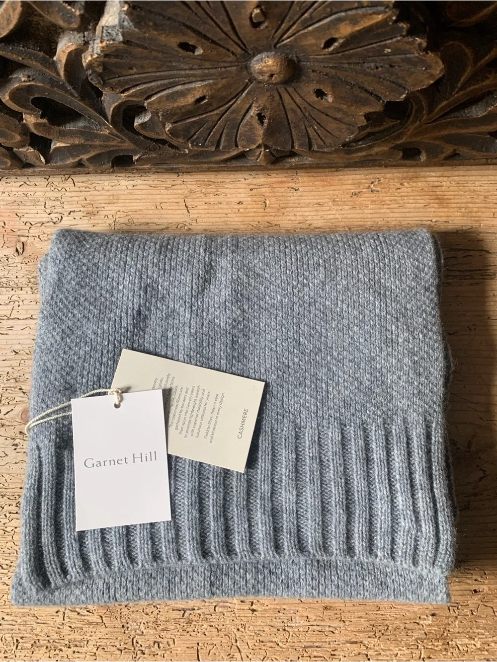 NEW NWT Garnet Hill Washable-Cashmere Scarf Light Gray Grey 72 x 11 W49992